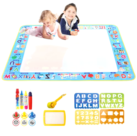 100x80CM Magic Water Drawing Mat with Reusable Magic Pens, Drawing Board Toy for Kids, Doodle Montessori Painting 39X31 Inches